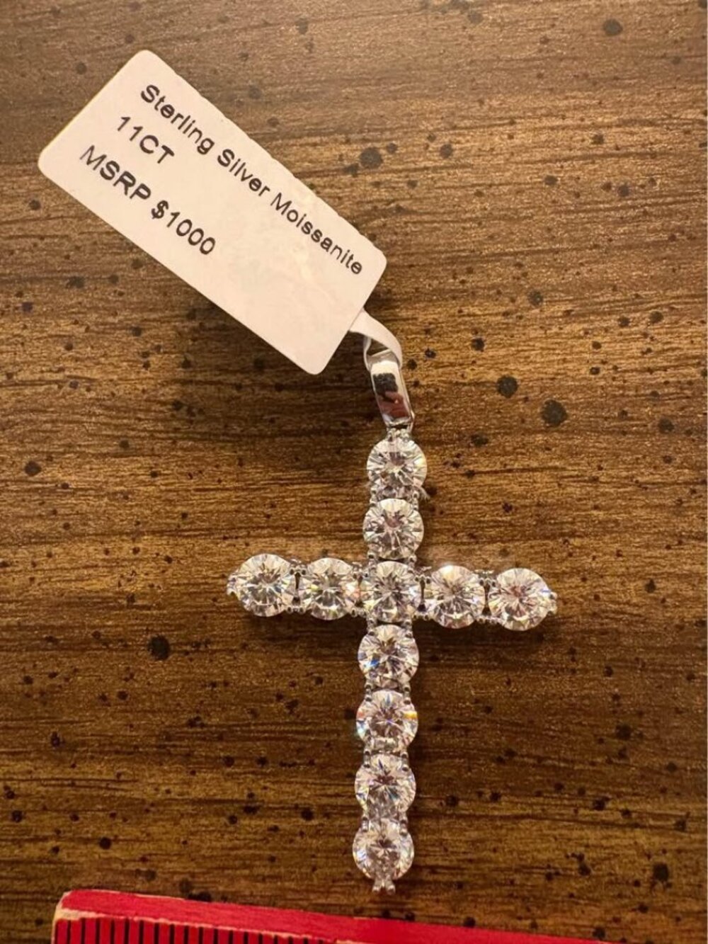 Moissinite Cross Sterling Silver 925 4.5mm Bail
